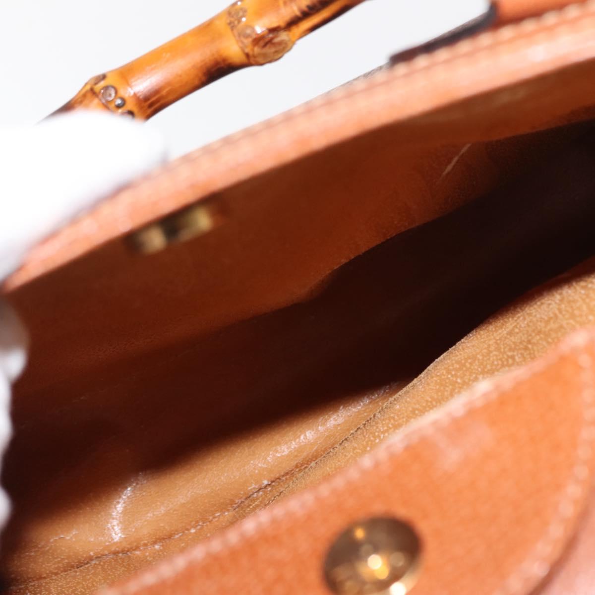 GUCCI Bamboo Hand Bag Leather Brown Gold 002 2853 0260 0 Auth 146606