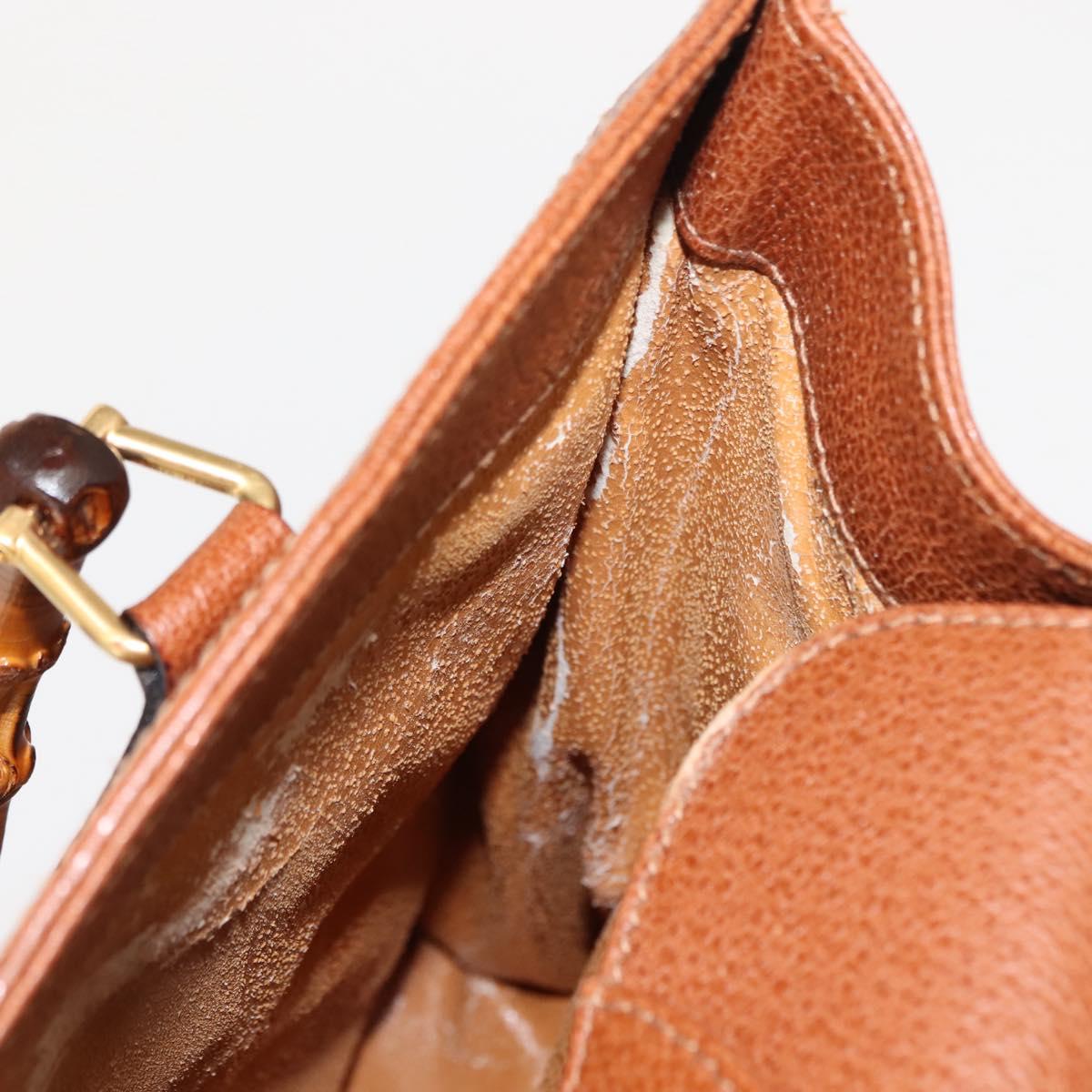 GUCCI Bamboo Hand Bag Leather Brown Gold 002 2853 0260 0 Auth 146606