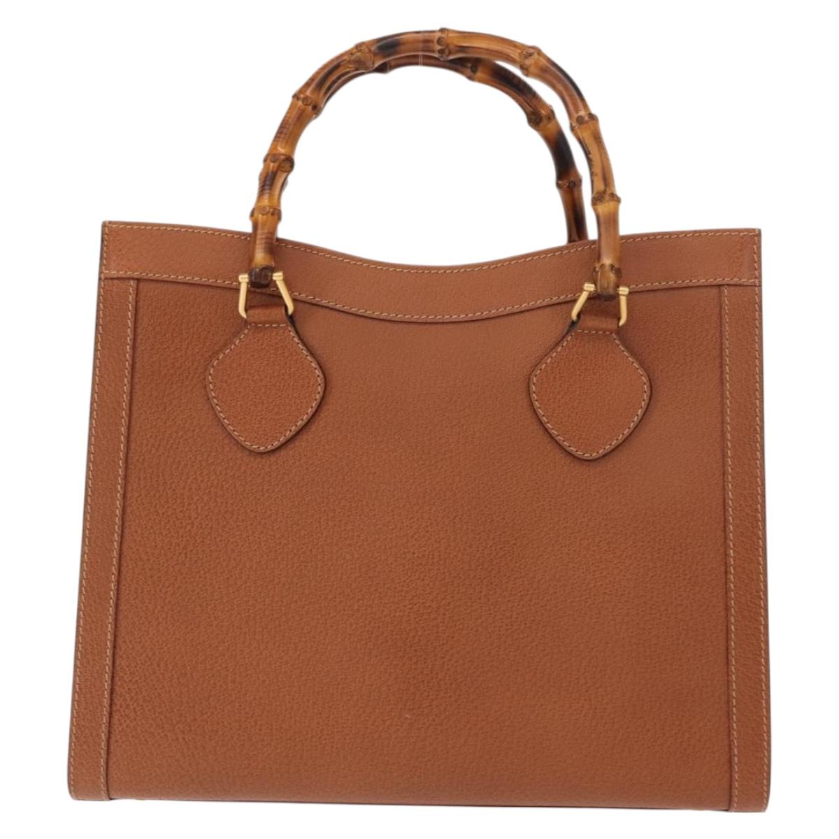 GUCCI Bamboo Hand Bag Leather Brown Gold 002 2853 0260 0 Auth 146606