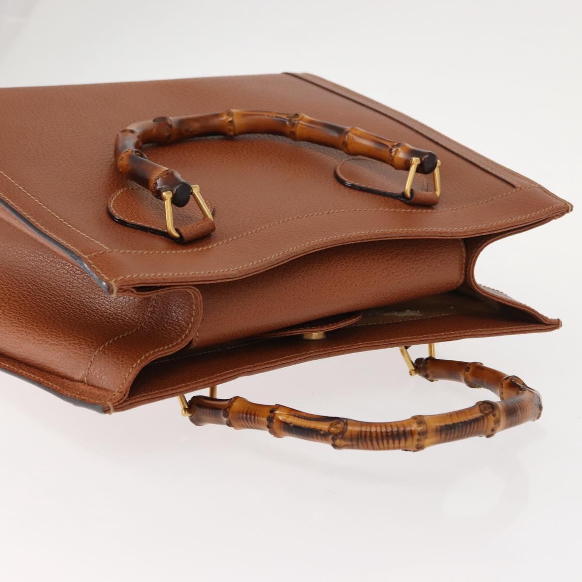 GUCCI Bamboo Hand Bag Leather Brown Gold 002 2853 0260 0 Auth 146606