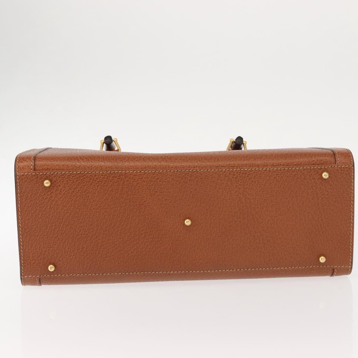 GUCCI Bamboo Hand Bag Leather Brown Gold 002 2853 0260 0 Auth 146606