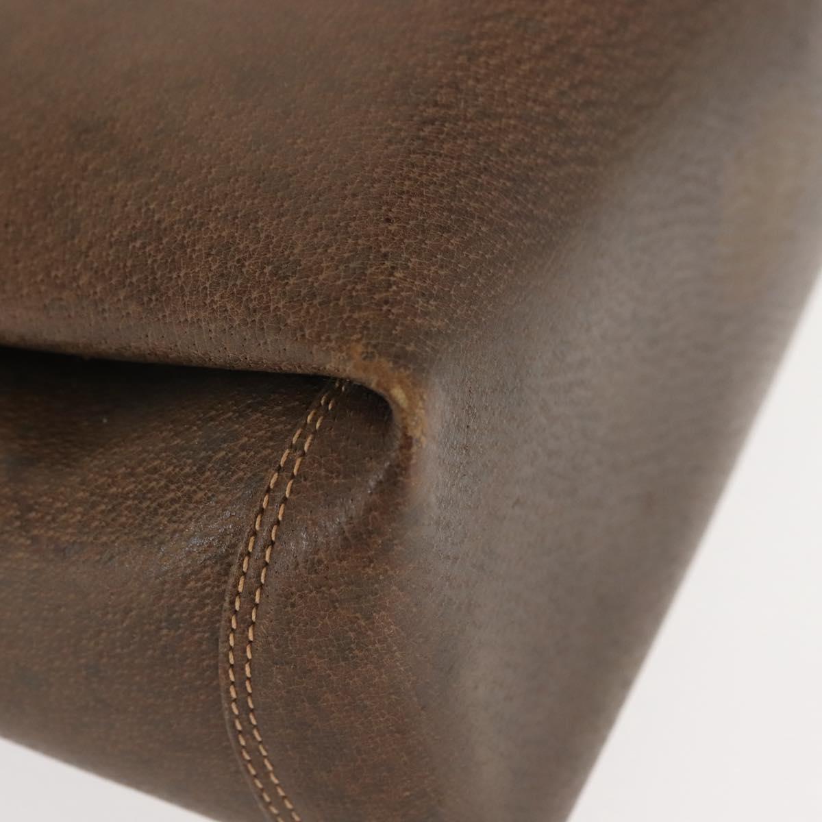 GUCCI Hand Bag Leather Vintage Gold Brown Auth 146612