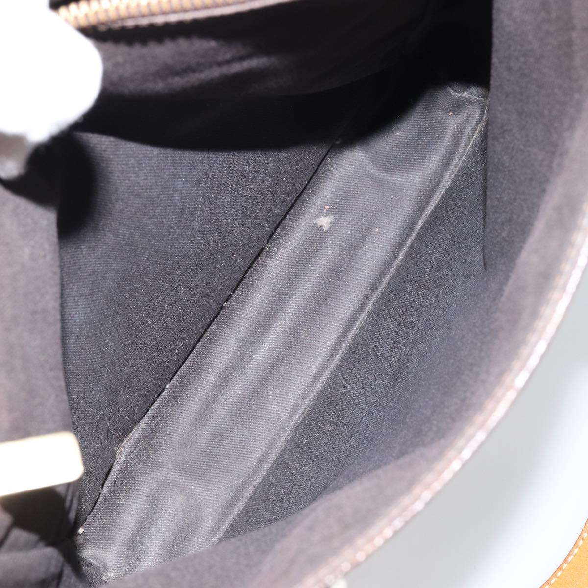 CELINE Macadam Canvas Tote Bag PVC Leather Brown Gold Auth 146613