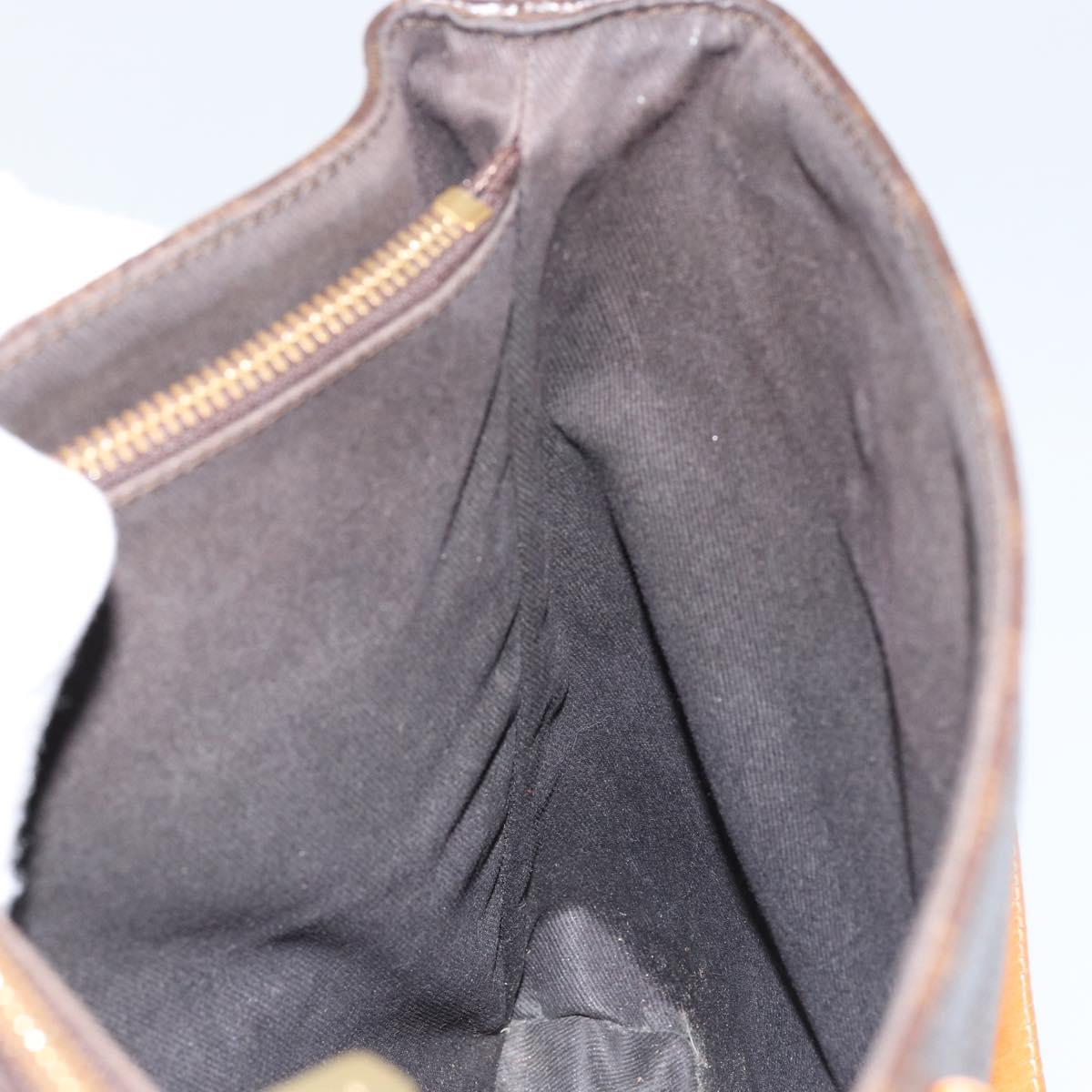 CELINE Macadam Canvas Tote Bag PVC Leather Brown Gold Auth 146613