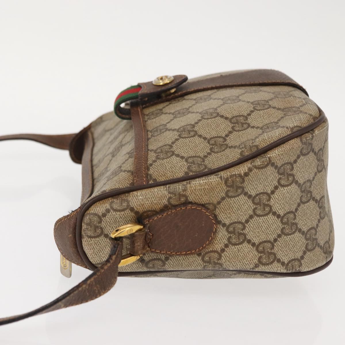 GUCCI GG Supreme Web Sherry Line Bag PVC Beige Gold 89 02 032 Auth 146615