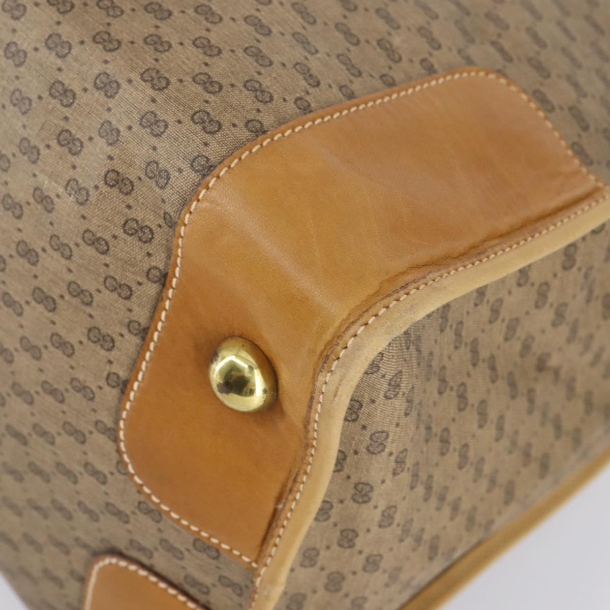 GUCCI Micro GG Supreme Hand Bag PVC Leather Vintage Beige Gold Auth 146616