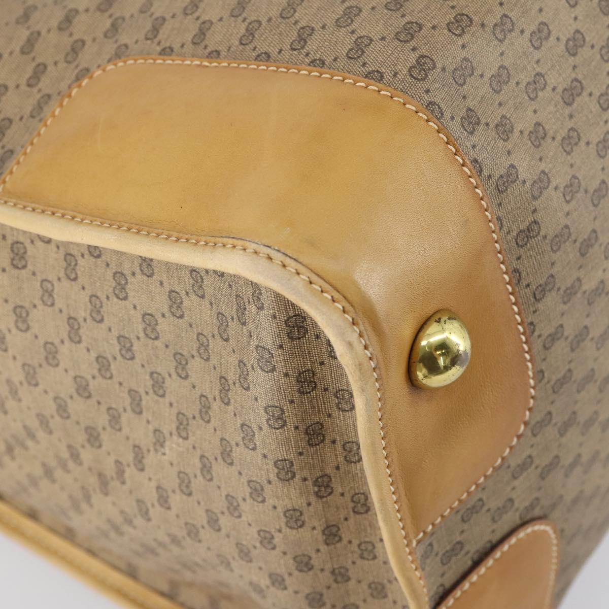 GUCCI Micro GG Supreme Hand Bag PVC Leather Vintage Beige Gold Auth 146616