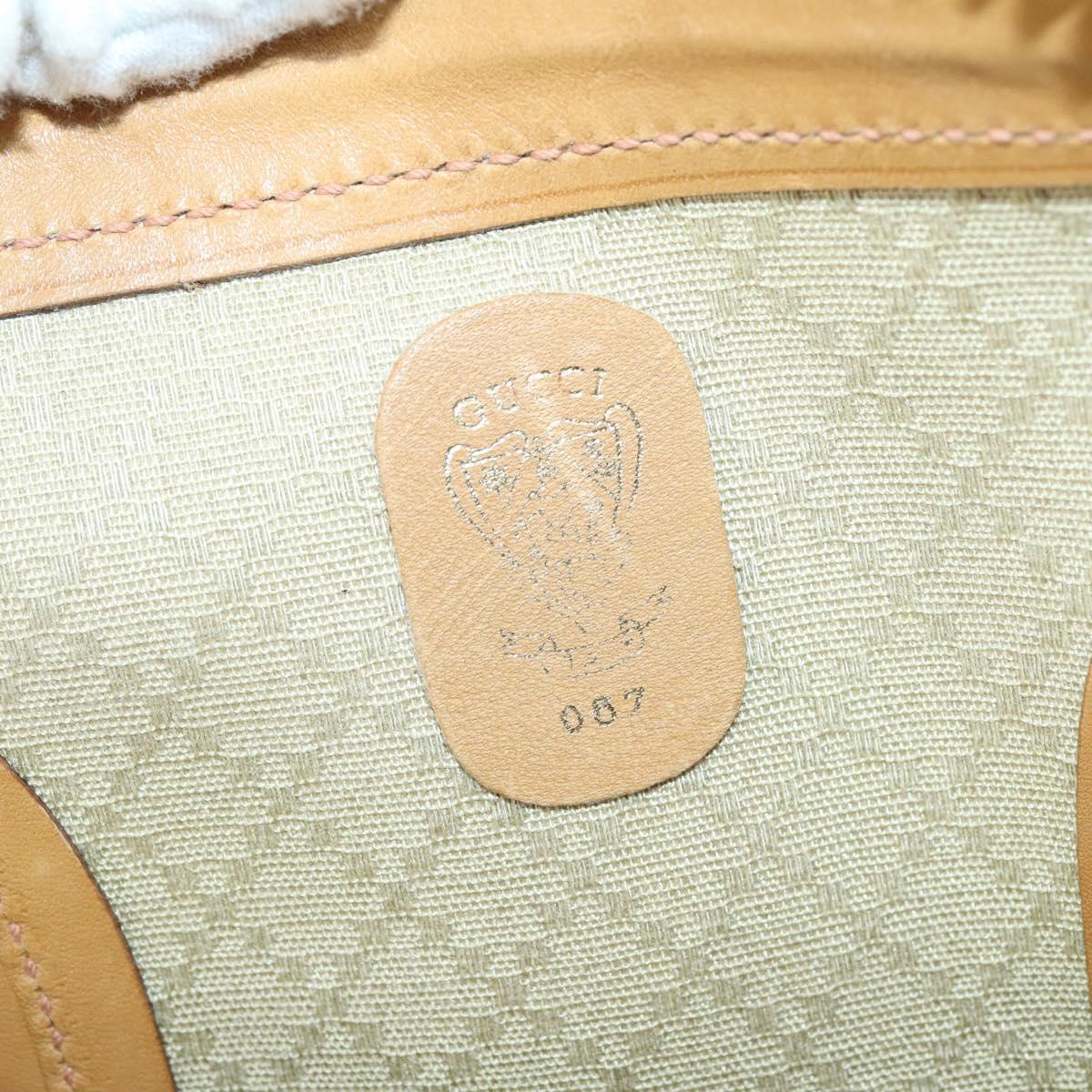 GUCCI Micro GG Supreme Hand Bag PVC Leather Vintage Beige Gold Auth 146616