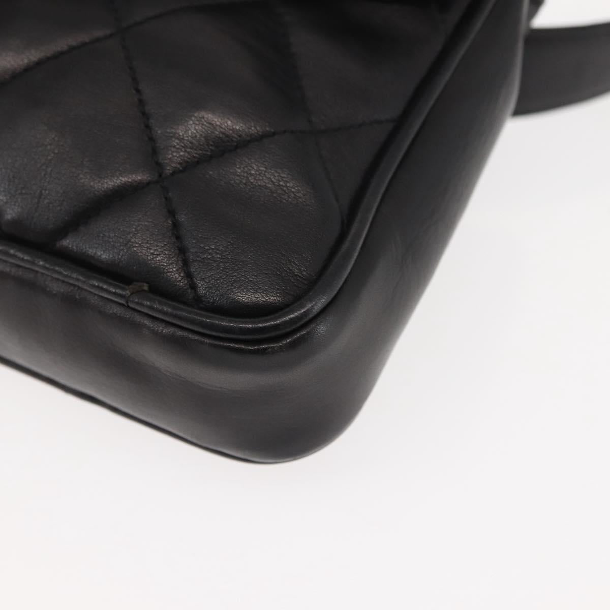 CHANEL Waist pouch Matelasse Waist bag Leather Black Gold CC Auth 146618