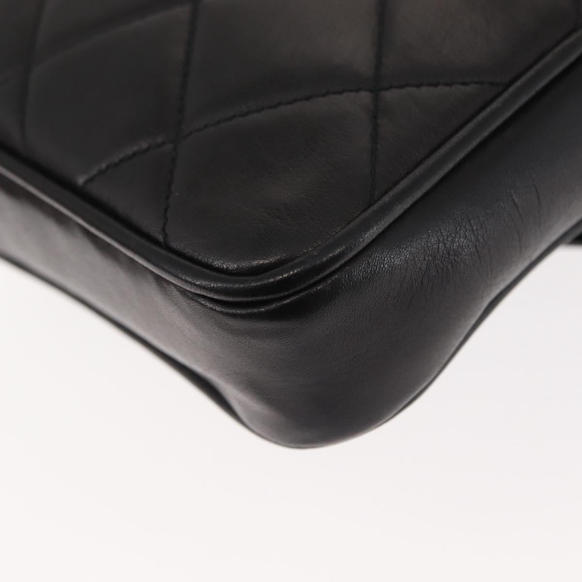 CHANEL Waist pouch Matelasse Waist bag Leather Black Gold CC Auth 146618