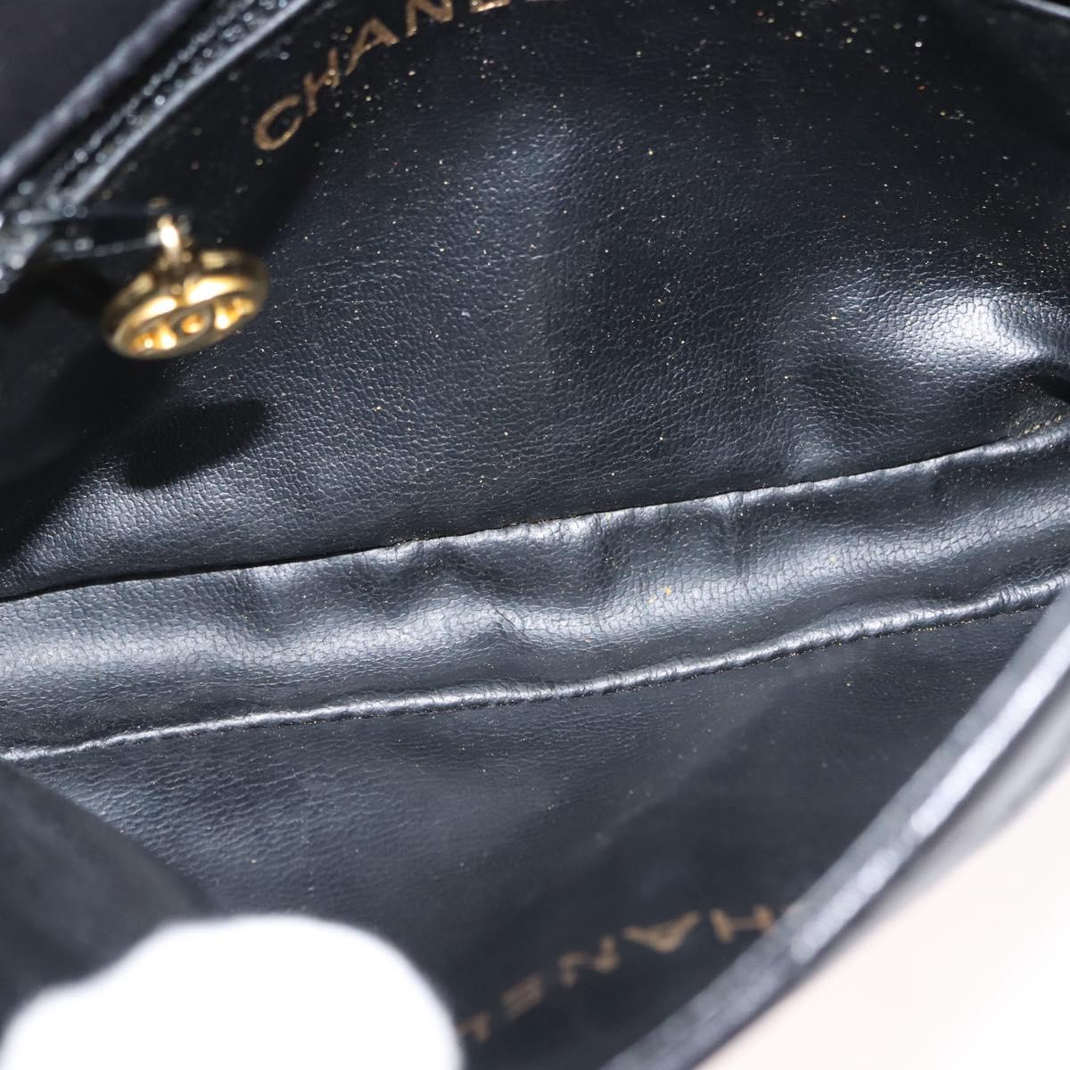 CHANEL Waist pouch Matelasse Waist bag Leather Black Gold CC Auth 146618
