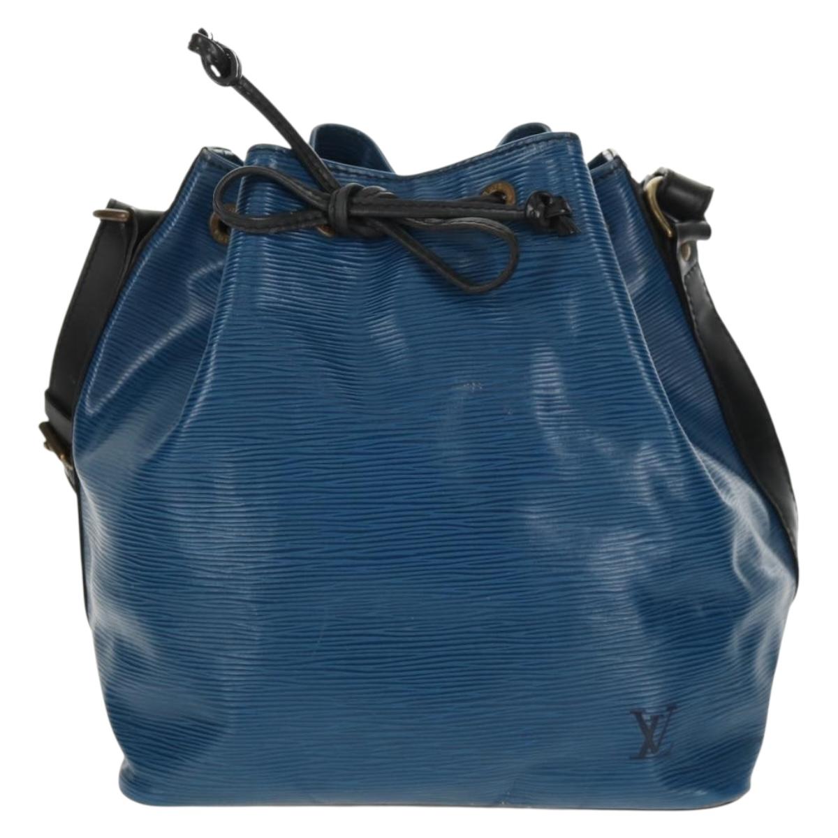 LOUIS VUITTON Epi Petit Noe Shoulder Bag Bicolor Black Blue M44152 Auth 146621