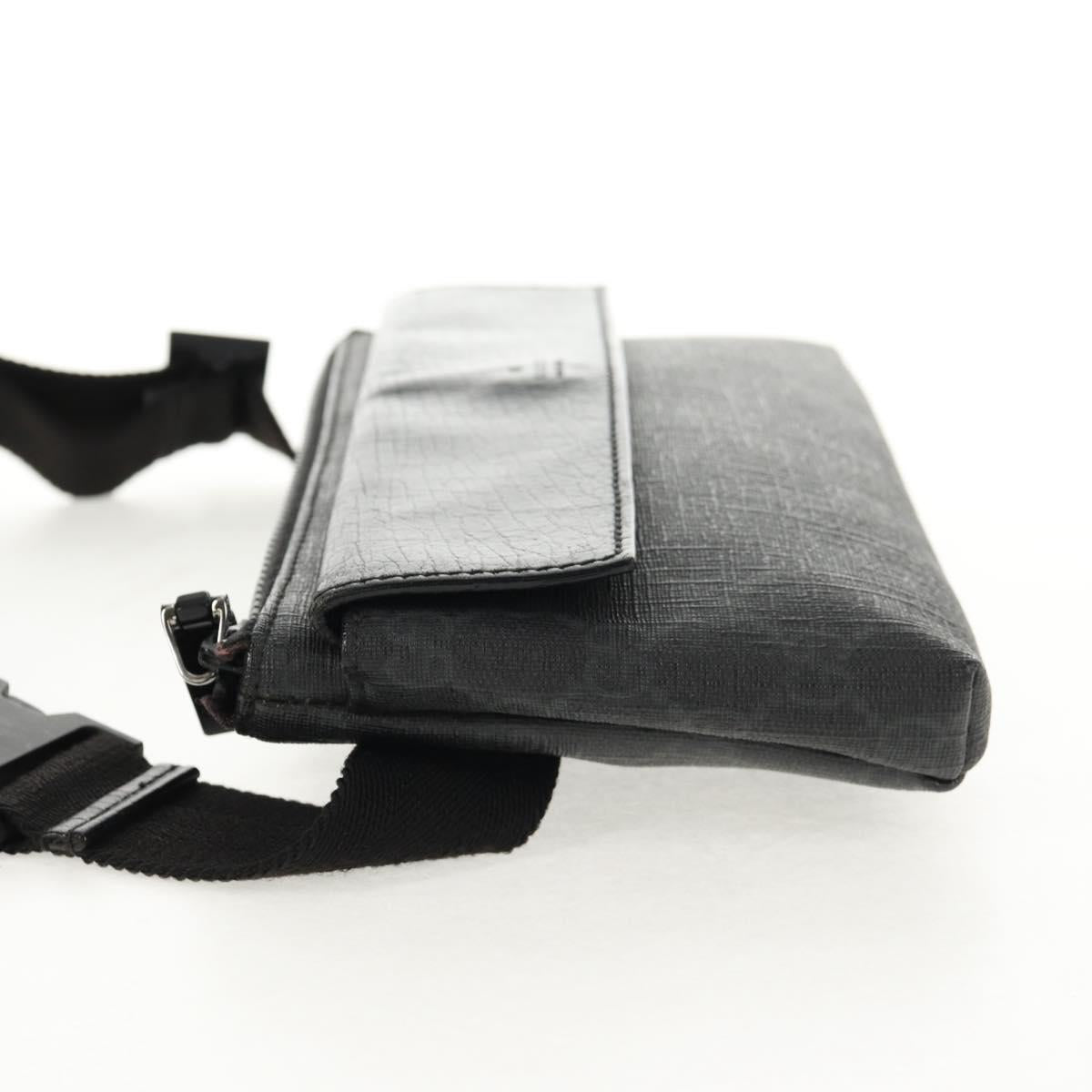 GUCCI GG Supreme Waist bag PVC Black Silver 161833 Auth 146624V