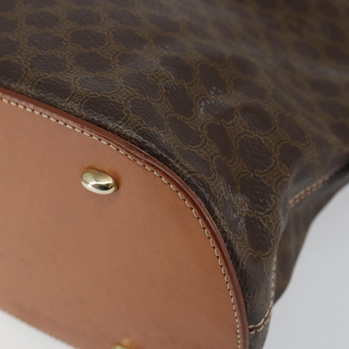 CELINE Macadam Canvas Hand Bag PVC Leather Brown Gold Auth 146628