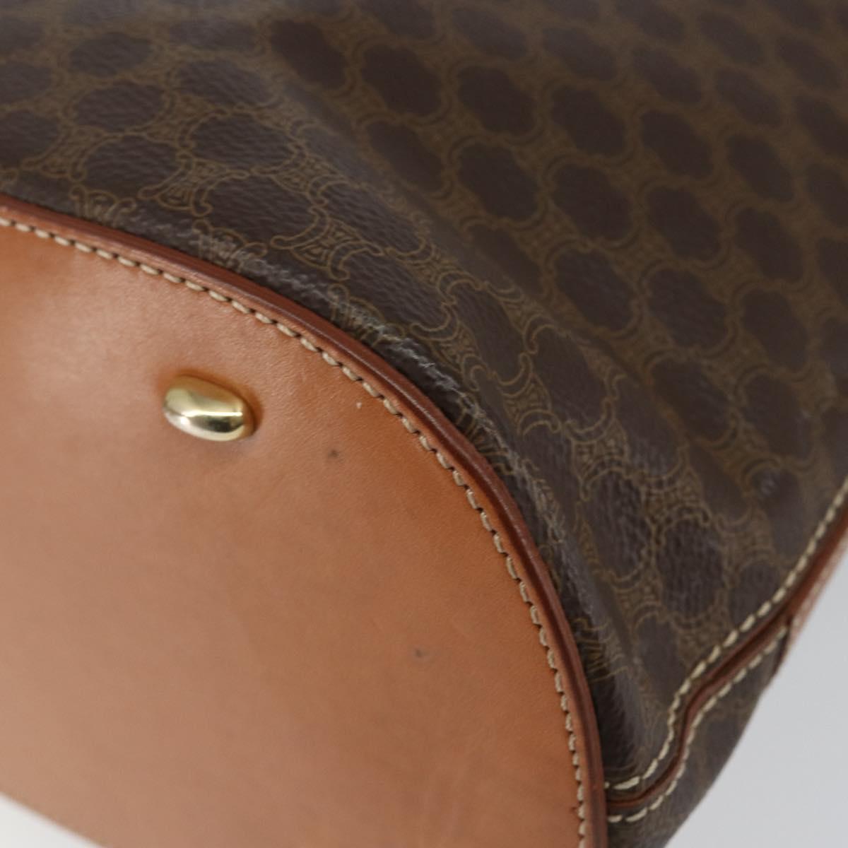 CELINE Macadam Canvas Hand Bag PVC Leather Brown Gold Auth 146628