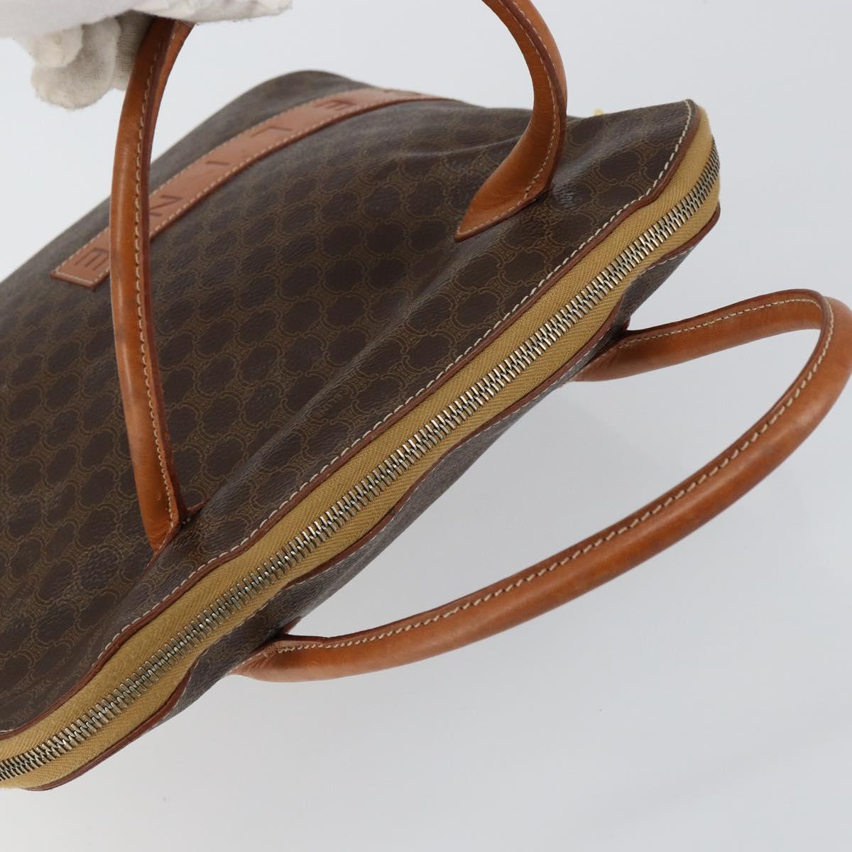 CELINE Macadam Canvas Hand Bag PVC Leather Brown Gold Auth 146628