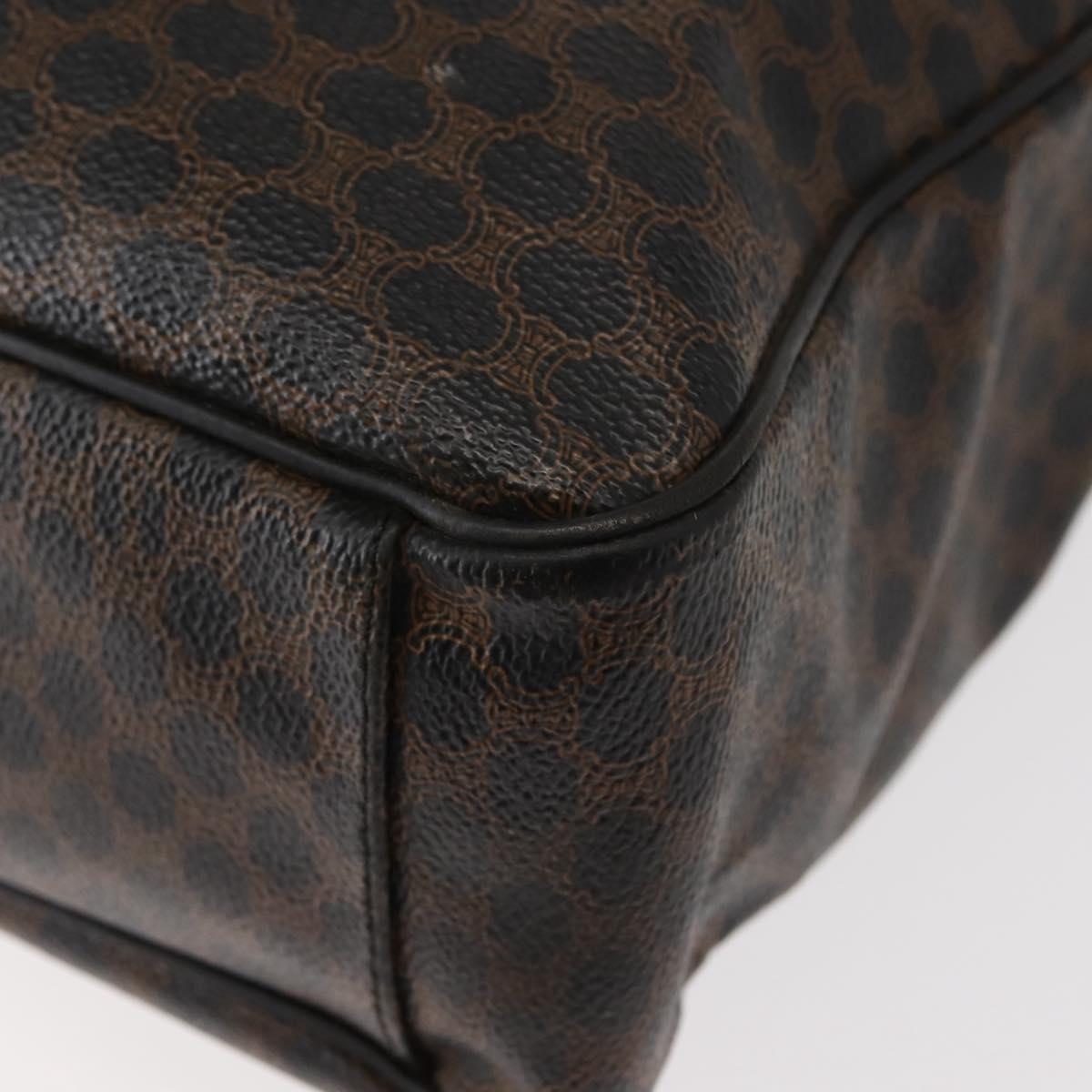 CELINE Macadam Canvas Tote Bag PVC Leather Black Gold Auth 146629