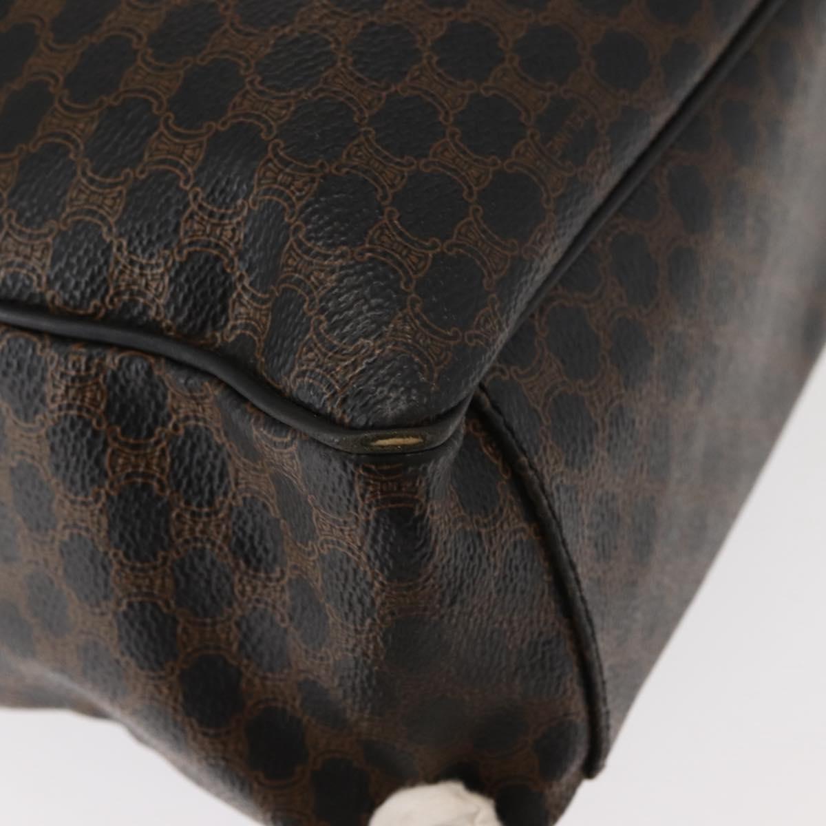 CELINE Macadam Canvas Tote Bag PVC Leather Black Gold Auth 146629