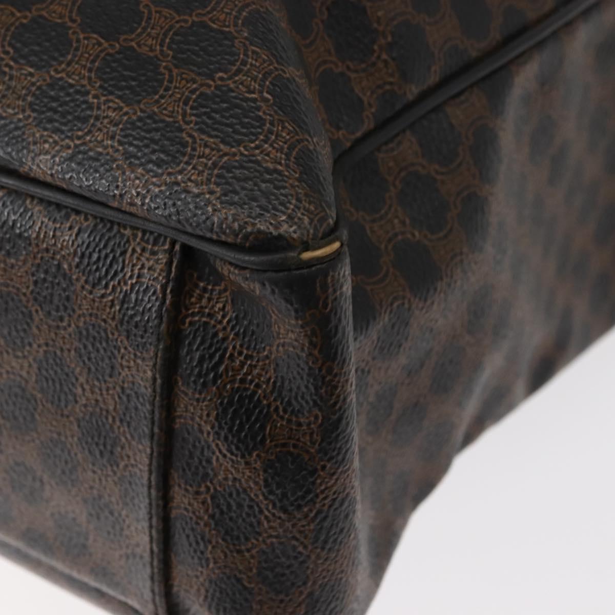 CELINE Macadam Canvas Tote Bag PVC Leather Black Gold Auth 146629