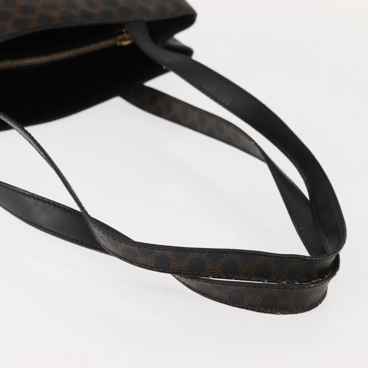 CELINE Macadam Canvas Tote Bag PVC Leather Black Gold Auth 146629