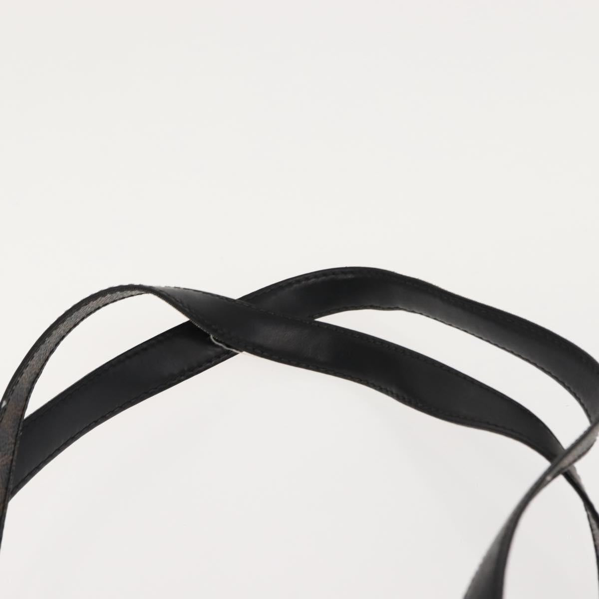 CELINE Macadam Canvas Tote Bag PVC Leather Black Gold Auth 146629