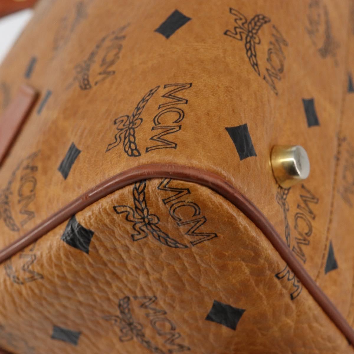 MCM Vicetos Logogram Hand Bag PVC Brown Gold Auth 146632