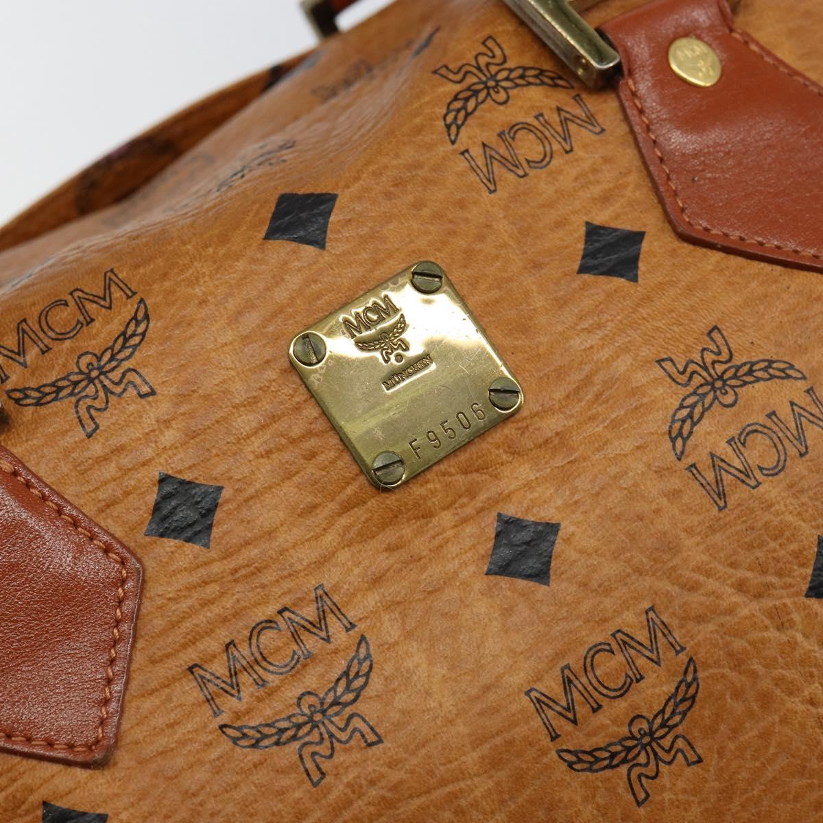 MCM Vicetos Logogram Hand Bag PVC Brown Gold Auth 146632