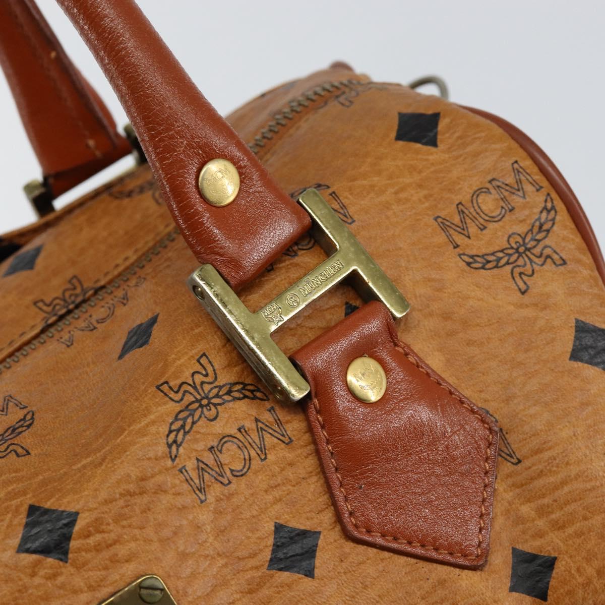 MCM Vicetos Logogram Hand Bag PVC Brown Gold Auth 146632