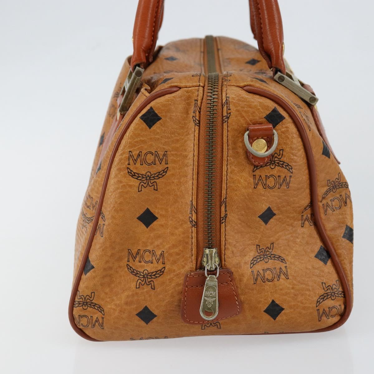 MCM Vicetos Logogram Hand Bag PVC Brown Gold Auth 146632