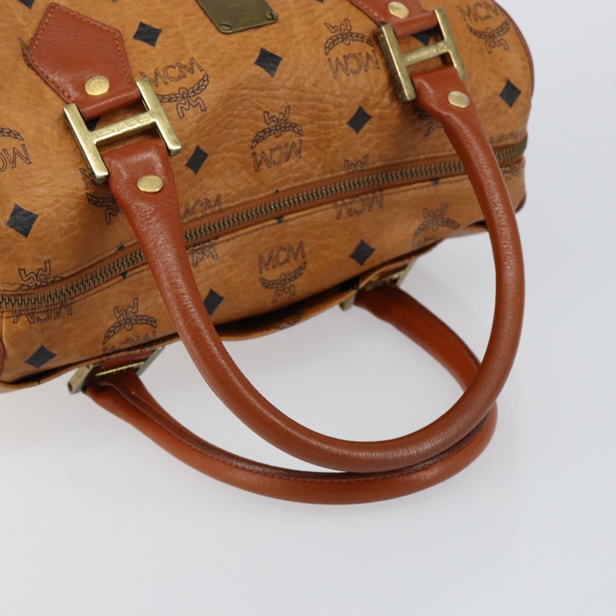 MCM Vicetos Logogram Hand Bag PVC Brown Gold Auth 146632