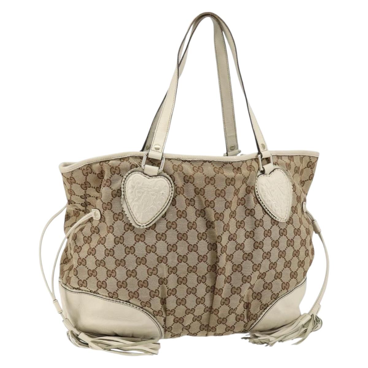 GUCCI GG Canvas Tote Bag Beige Gold 211954 Auth 146633