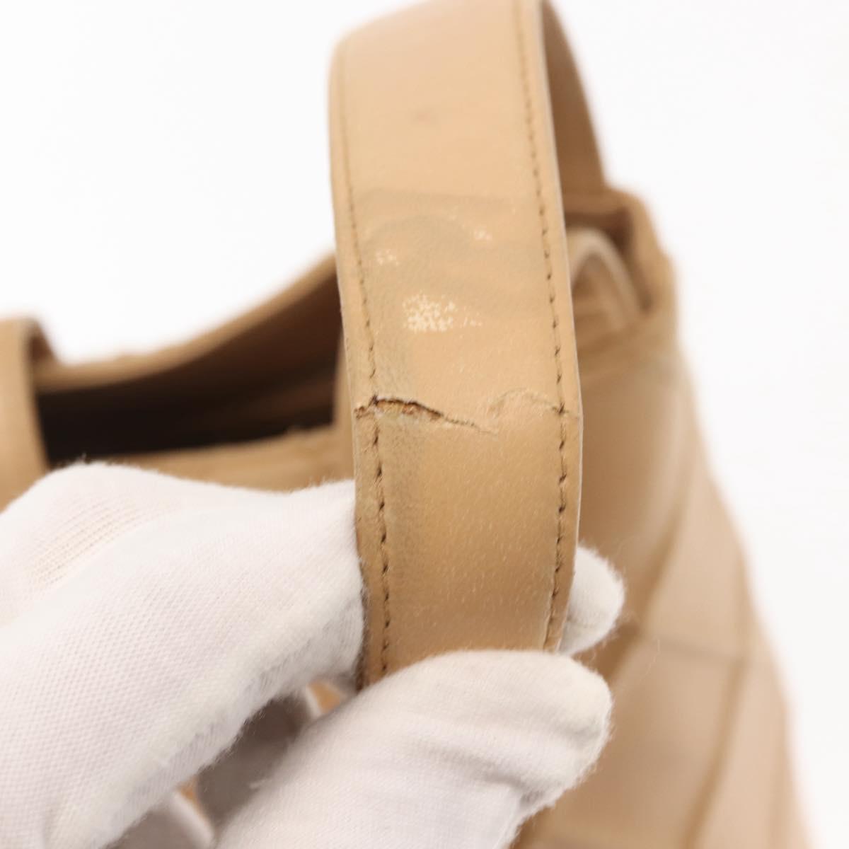 CHANEL Bicolore Shoulder Bag Lamb Skin Beige Silver CC Auth 146639