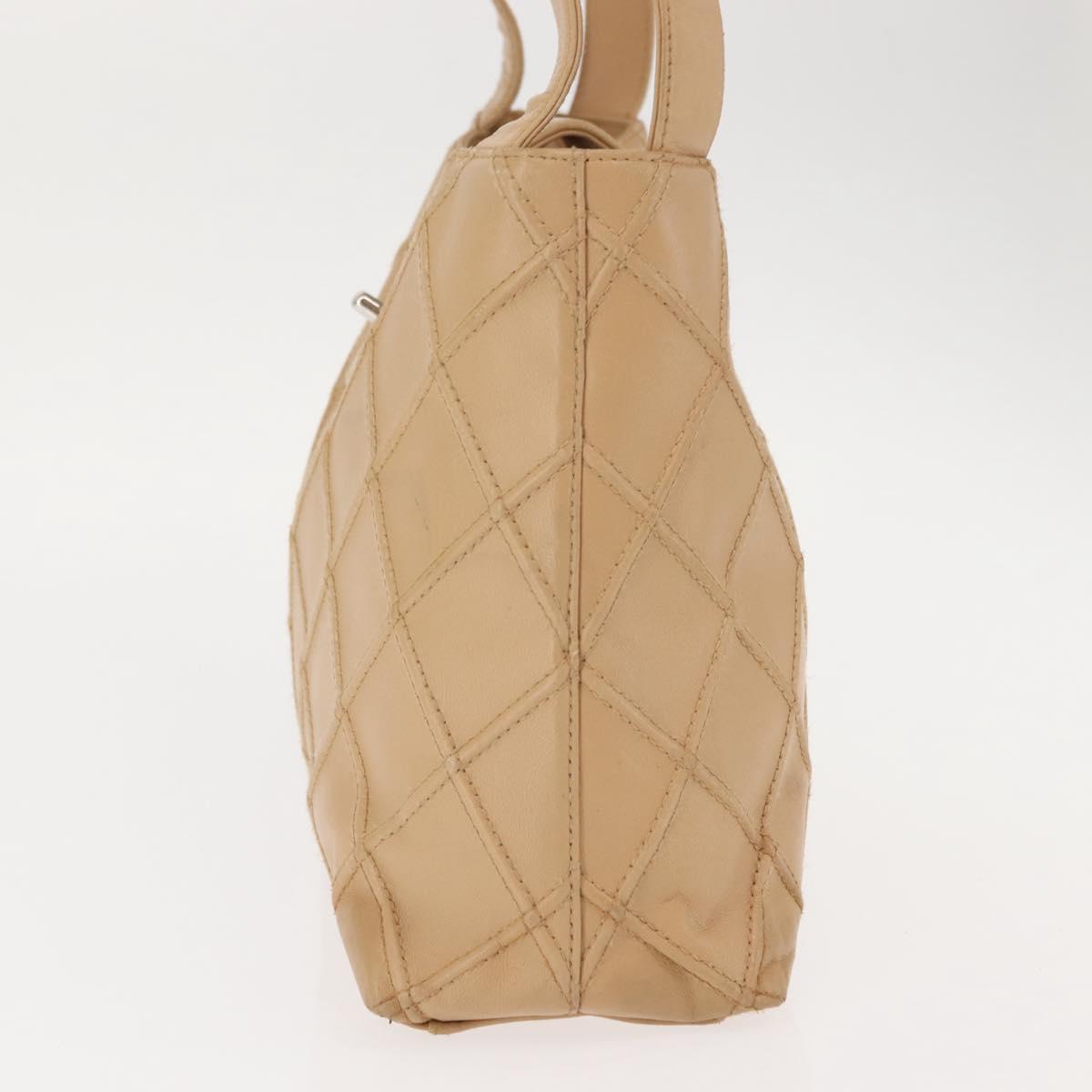 CHANEL Bicolore Shoulder Bag Lamb Skin Beige Silver CC Auth 146639