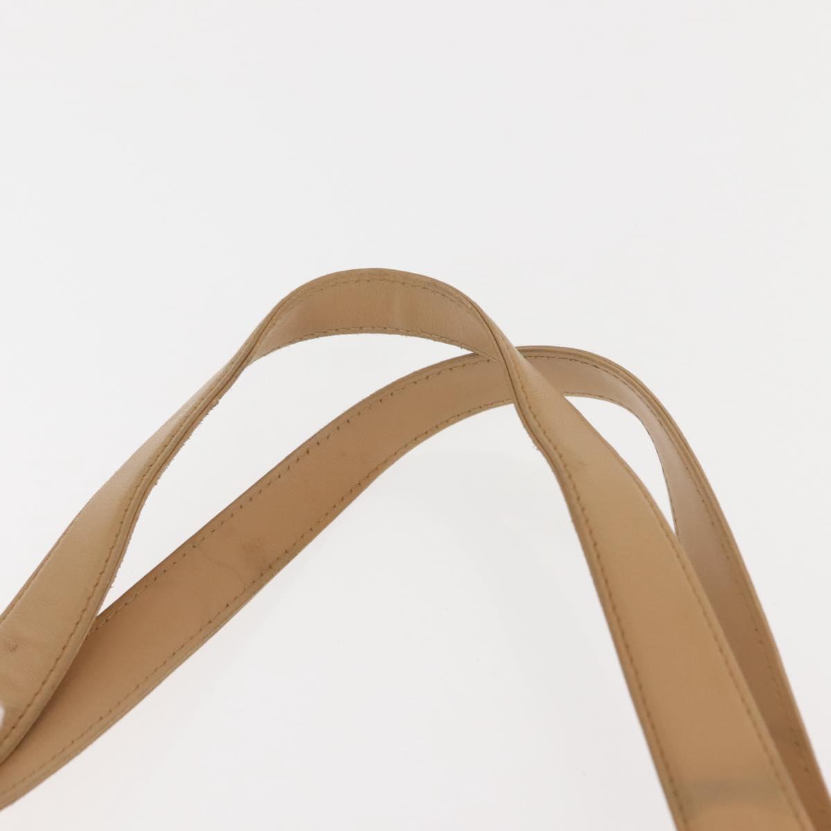 CHANEL Bicolore Shoulder Bag Lamb Skin Beige Silver CC Auth 146639