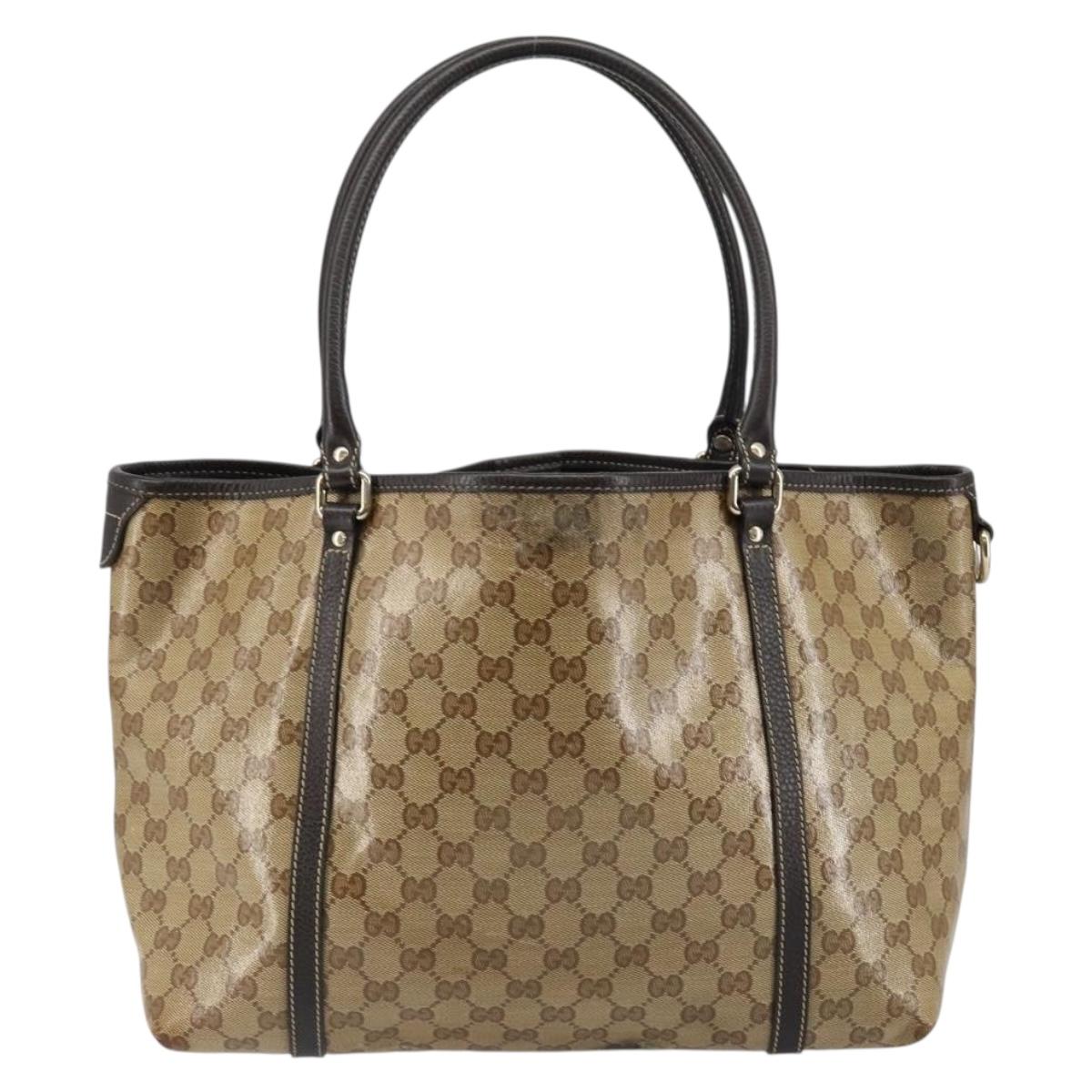 GUCCI GG Crystal Tote Bag Coated Canvas Outlet Beige Gold 265695 Auth 146641