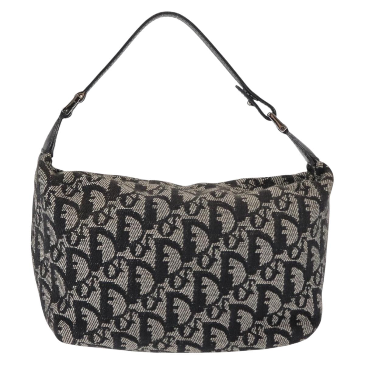 Christian Dior Trotter Canvas Shoulder Bag Black Auth 146645