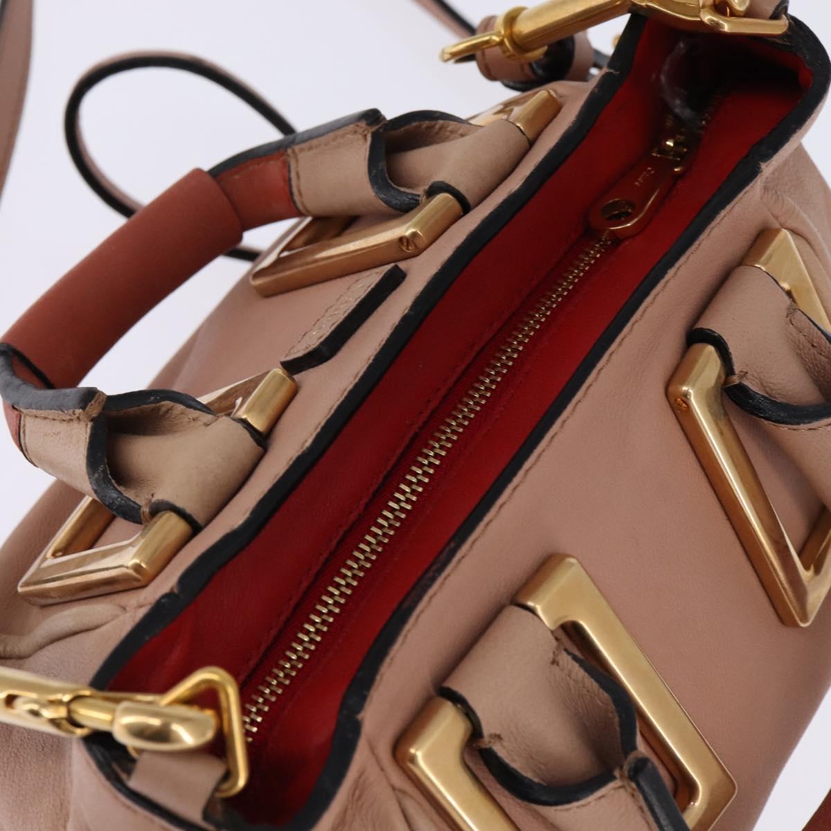 Chloe Etel Hand Bag Leather 2way Pink Gold Auth 146649