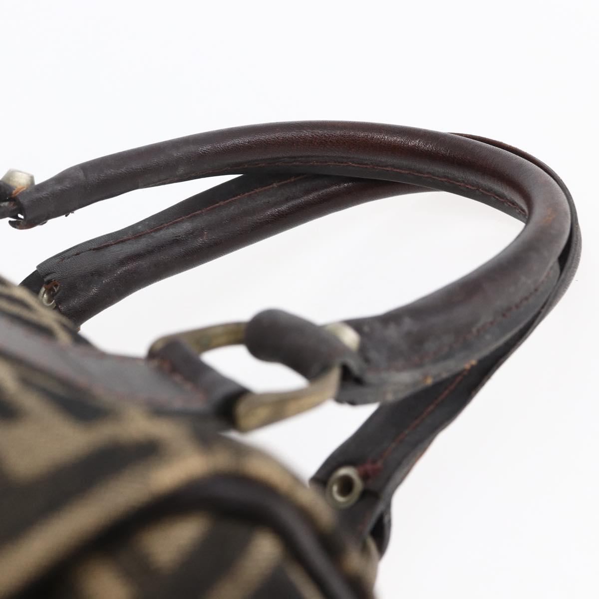 FENDI Zucca Canvas Hand Bag Black Brown Auth 146650