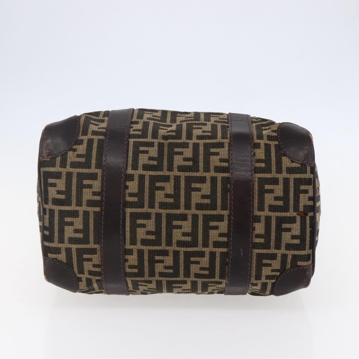 FENDI Zucca Canvas Hand Bag Black Brown Auth 146650