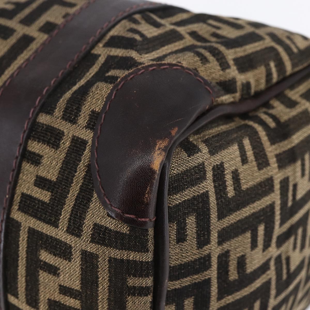 FENDI Zucca Canvas Hand Bag Black Brown Auth 146650