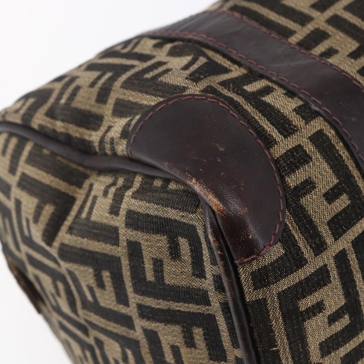 FENDI Zucca Canvas Hand Bag Black Brown Auth 146650