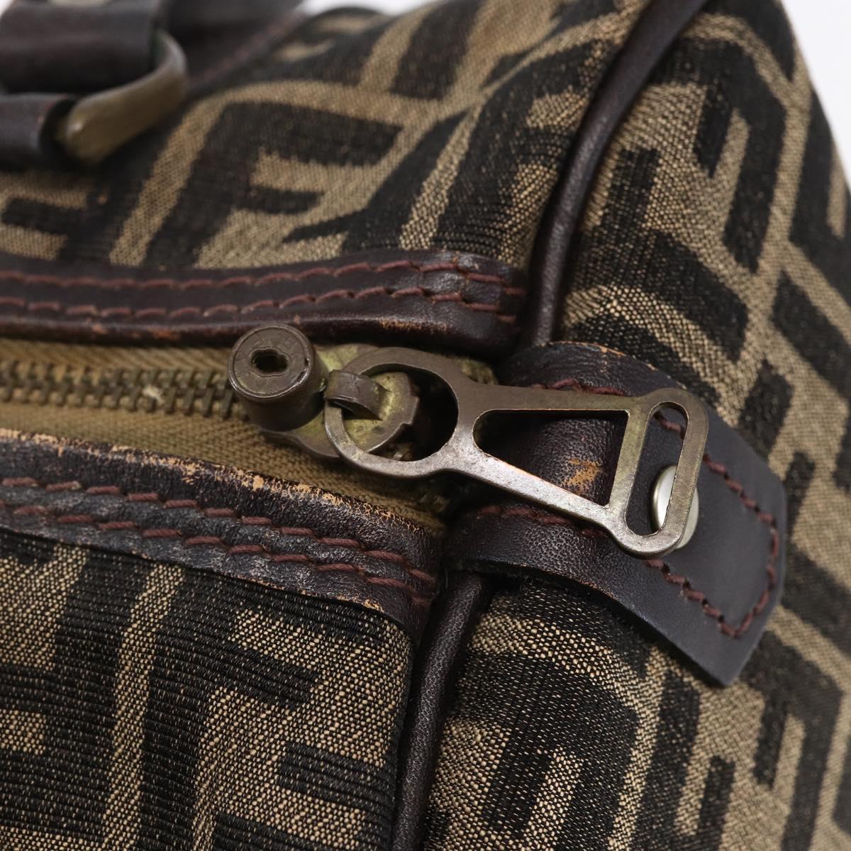 FENDI Zucca Canvas Hand Bag Black Brown Auth 146650