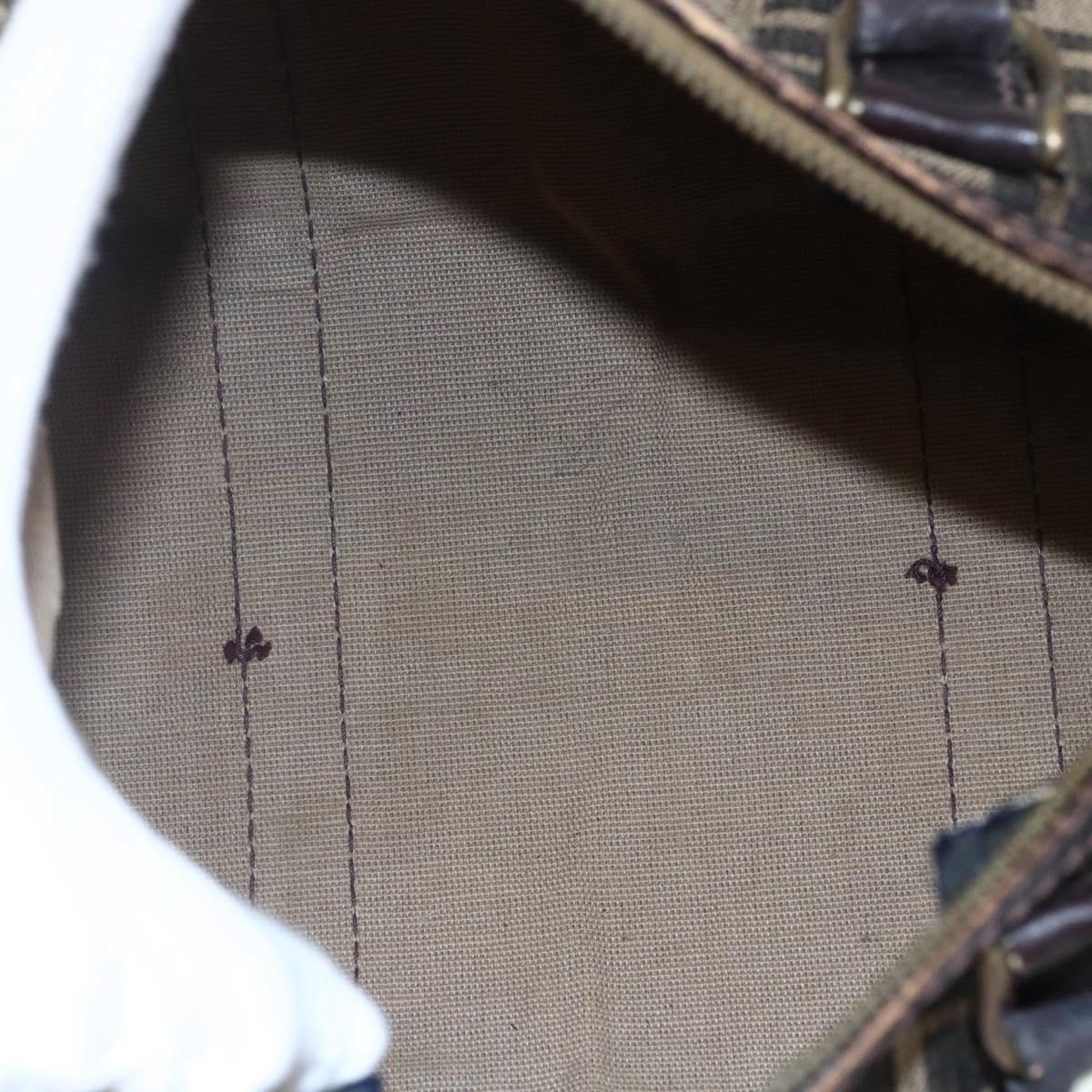 FENDI Zucca Canvas Hand Bag Black Brown Auth 146650