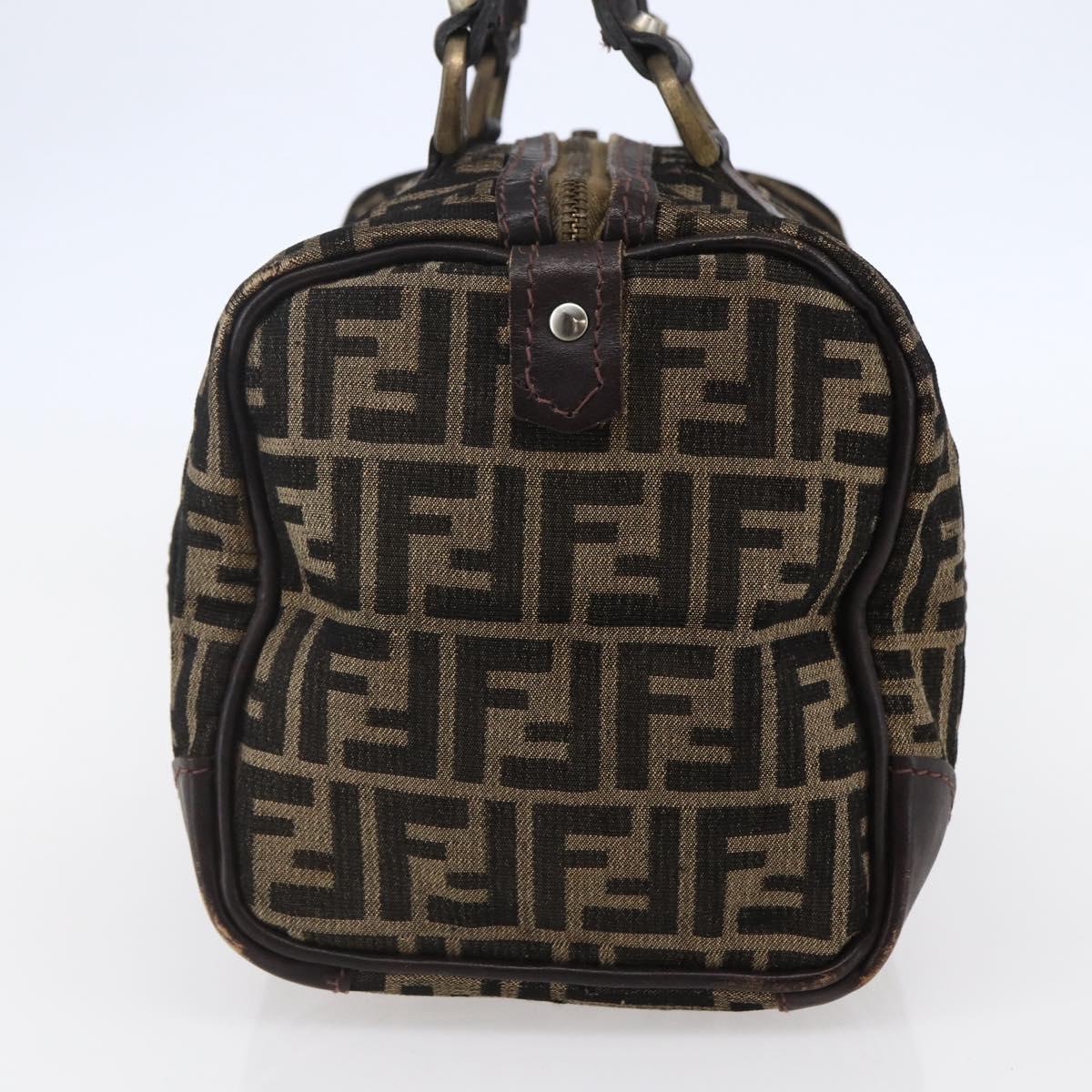 FENDI Zucca Canvas Hand Bag Black Brown Auth 146650