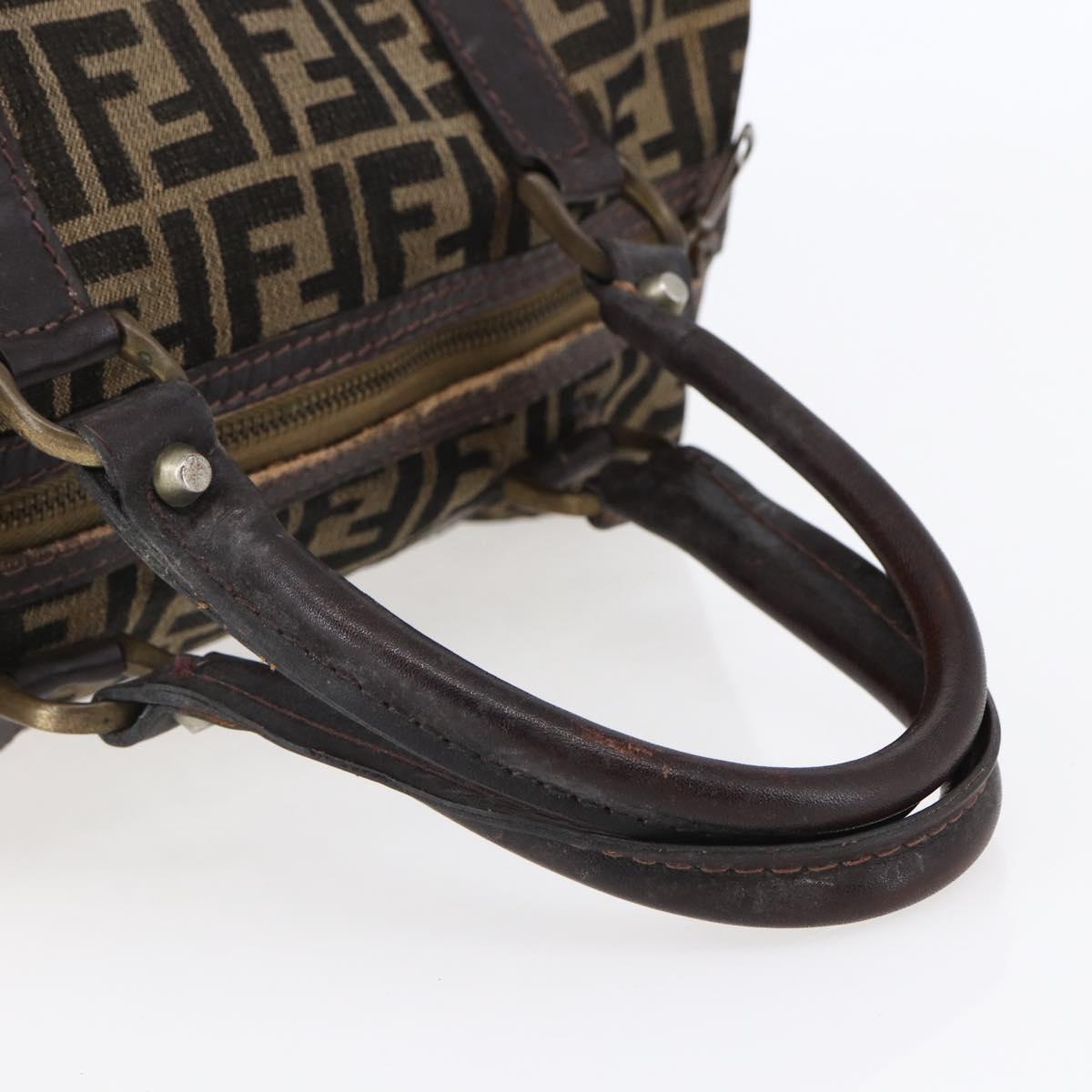 FENDI Zucca Canvas Hand Bag Black Brown Auth 146650