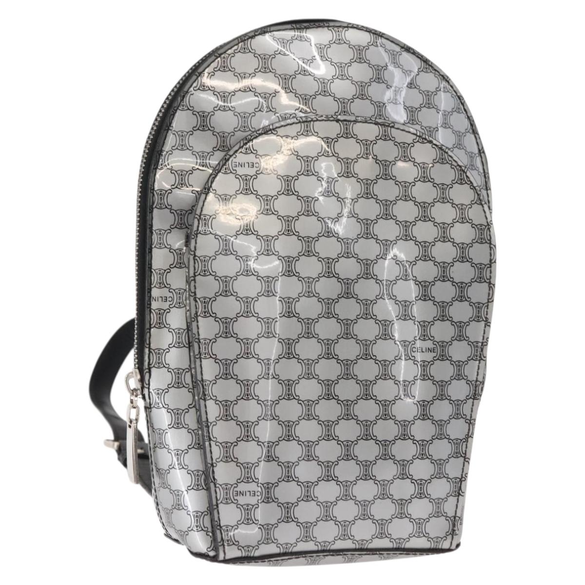 CELINE Macadam Canvas Backpack Silver Auth 146658