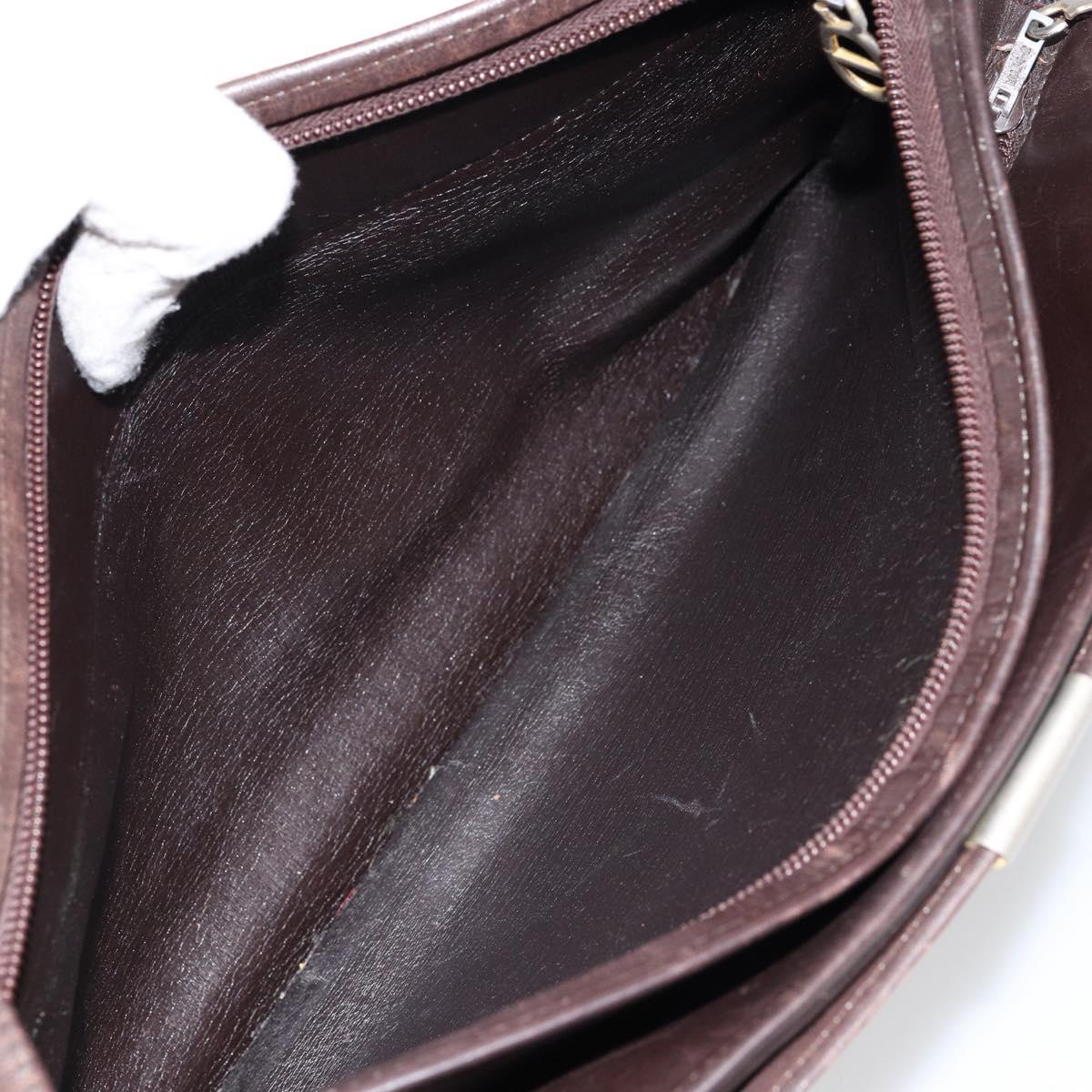 Christian Dior Trotter Canvas Shoulder Bag Brown Gold Auth 146664