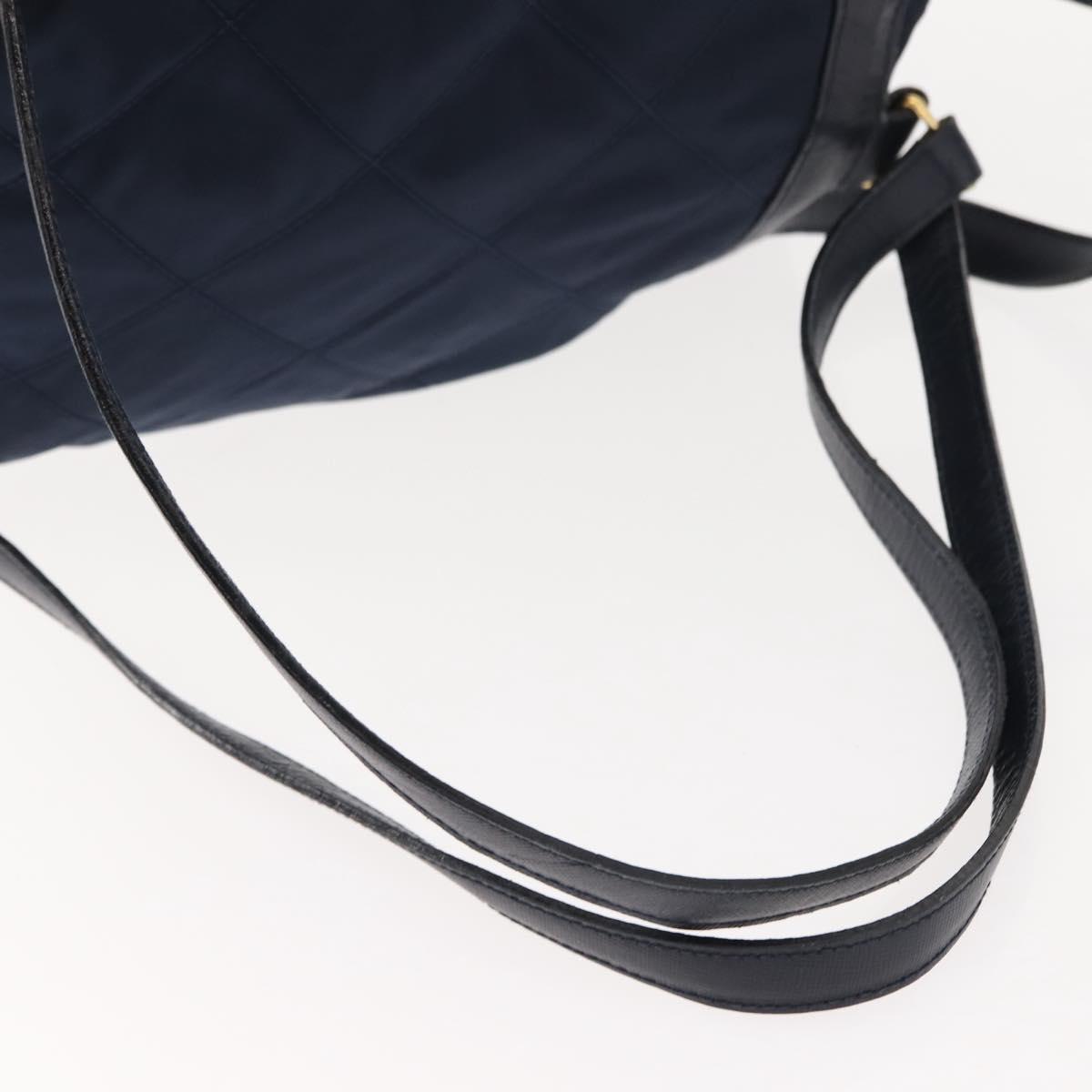 PRADA Backpack Nylon Navy Gold Auth 146671