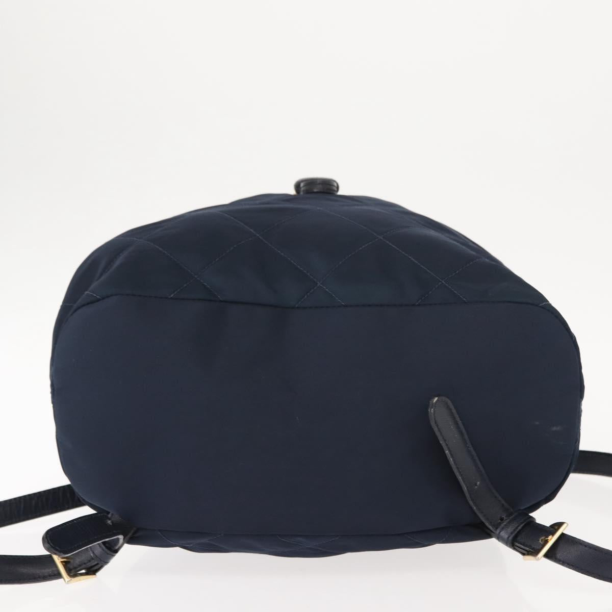 PRADA Backpack Nylon Navy Gold Auth 146671