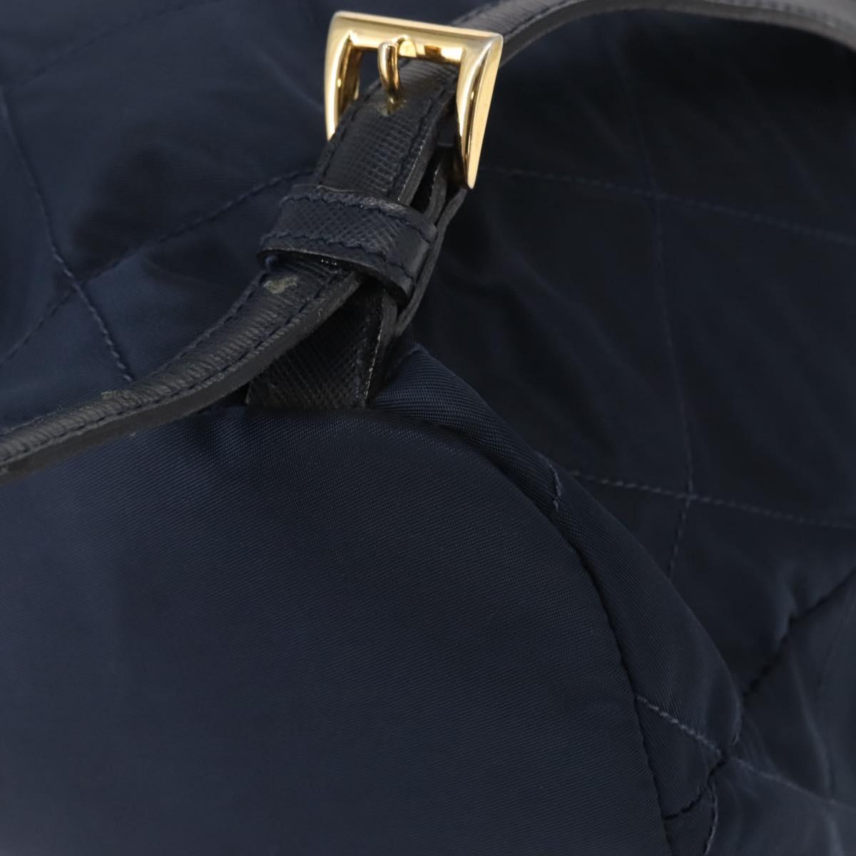 PRADA Backpack Nylon Navy Gold Auth 146671